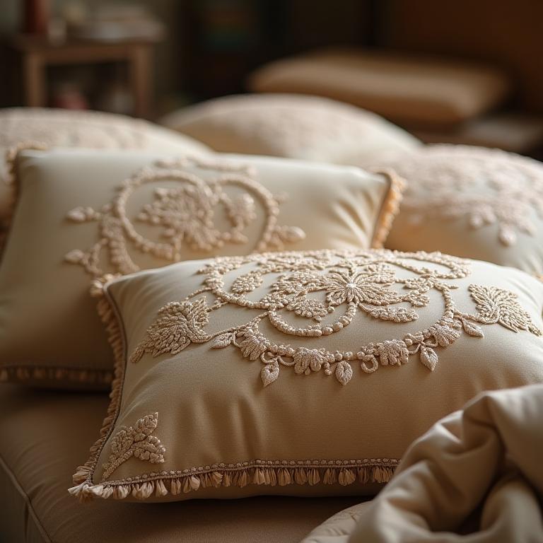 Cojines bordados detallados